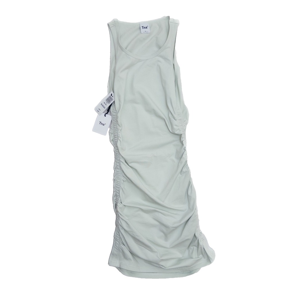 Aritzia Malibu Dress XS Murmur Grey Ruched Tank Mini Bodycon NWT